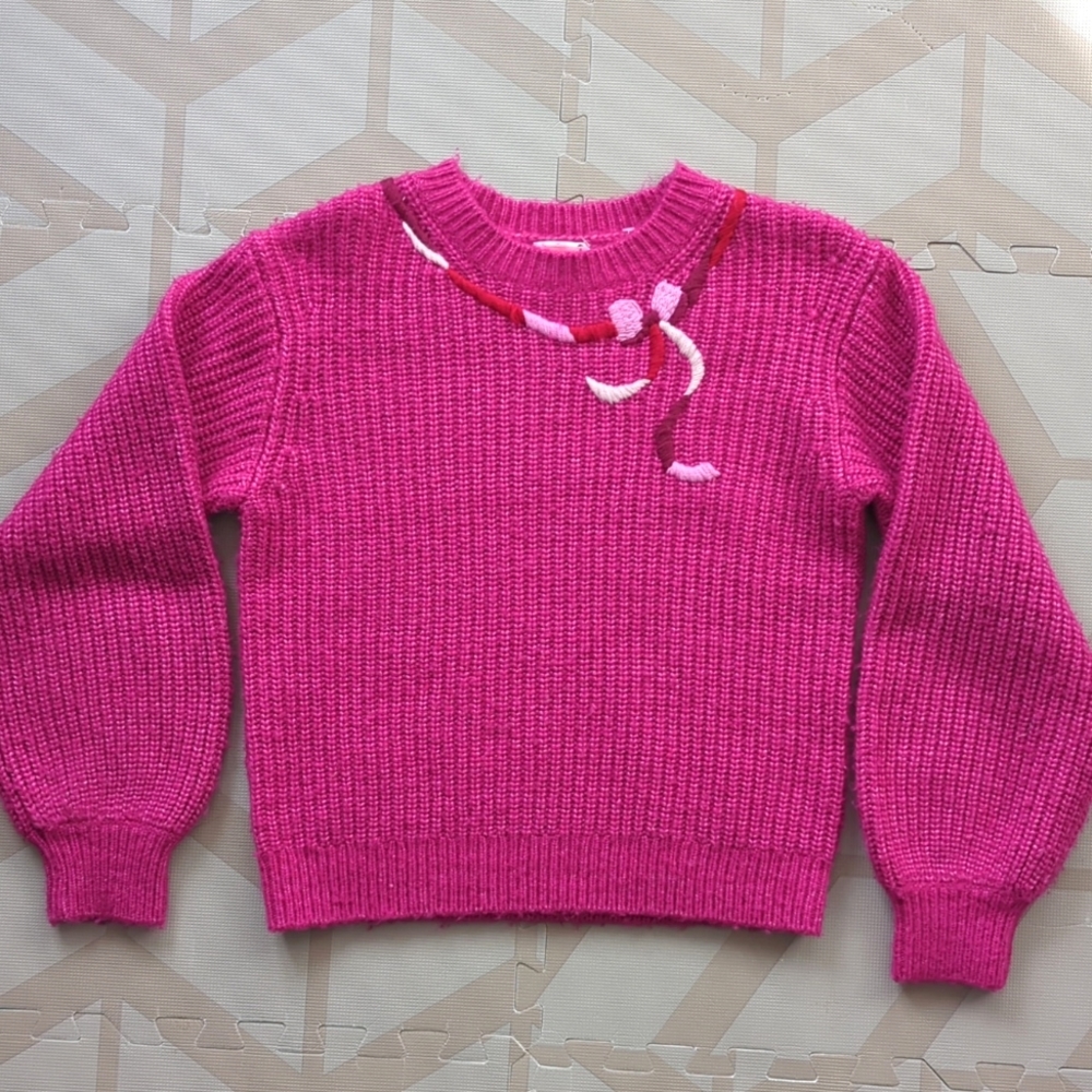 Kate Spade Pink Pullover Sweater with Embroidered Bow. size Small